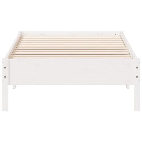 Bedframe zonder matras massief grenenhout wit 140x200 cm