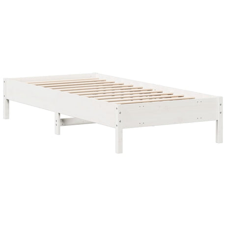 Bedframe zonder matras massief grenenhout wit 140x200 cm