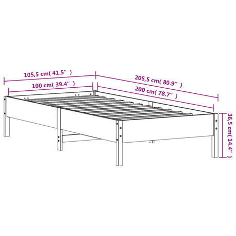 Bedframe zonder matras massief grenenhout wit 140x200 cm