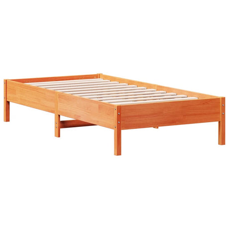 Bedframe zonder matras massief grenenhout wasbruin 75x190 cm