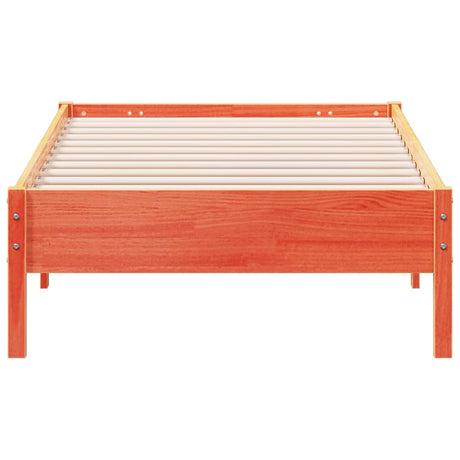 Bedframe zonder matras massief grenenhout wasbruin 75x190 cm