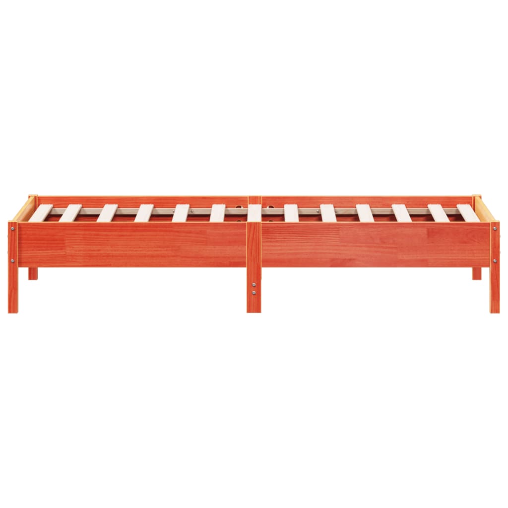 Bedframe zonder matras massief grenenhout wasbruin 75x190 cm