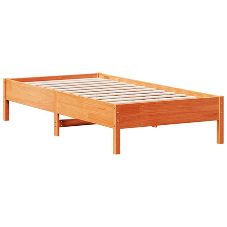 Bedframe zonder matras massief grenenhout wasbruin 75x190 cm
