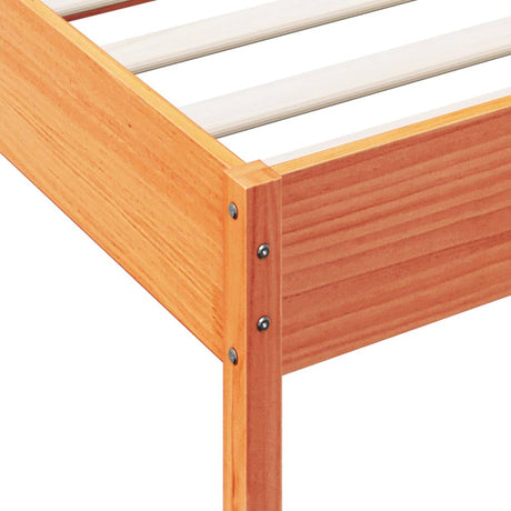 Bedframe zonder matras massief grenenhout wasbruin 75x190 cm