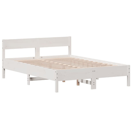 Bedframe zonder matras massief grenenhout wit 150x200 cm
