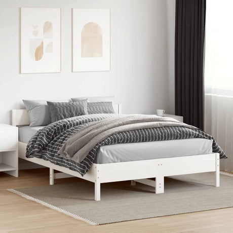 Bedframe zonder matras massief grenenhout wit 150x200 cm