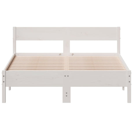Bedframe zonder matras massief grenenhout wit 150x200 cm