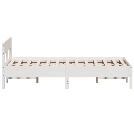 Bedframe zonder matras massief grenenhout wit 150x200 cm