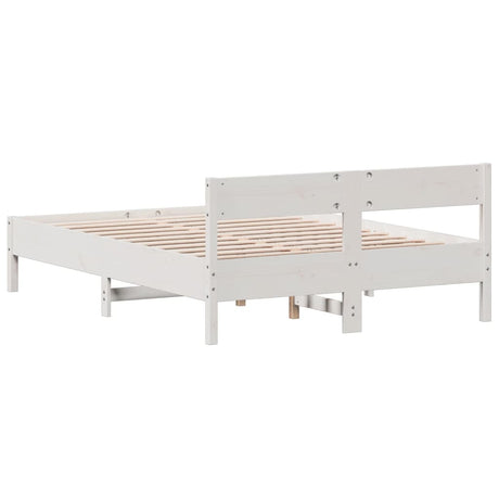 Bedframe zonder matras massief grenenhout wit 150x200 cm