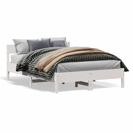 Bedframe zonder matras massief grenenhout wit 150x200 cm