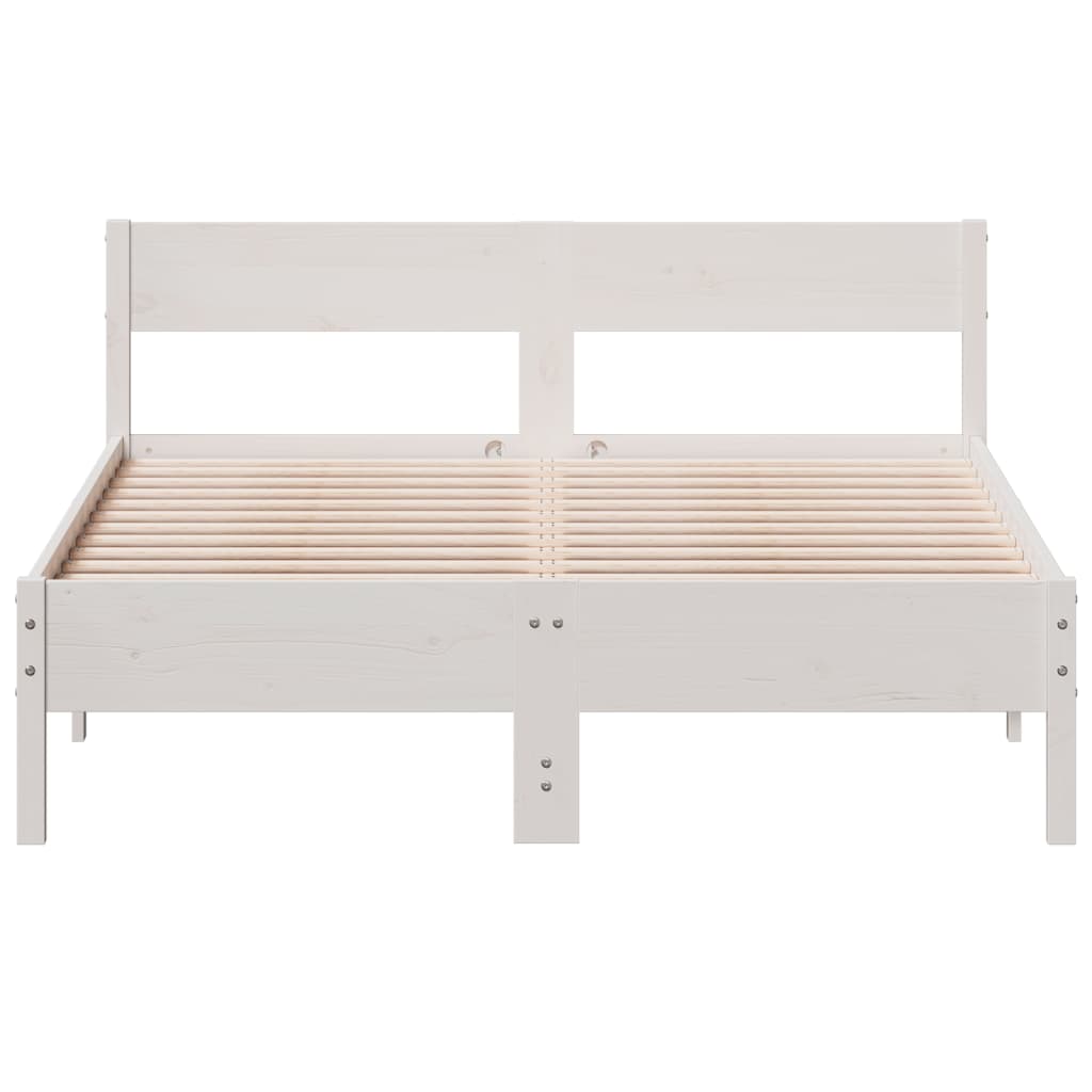 Bedframe zonder matras massief grenenhout wit 120x200 cm
