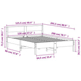 Bedframe zonder matras massief grenenhout wit 120x200 cm