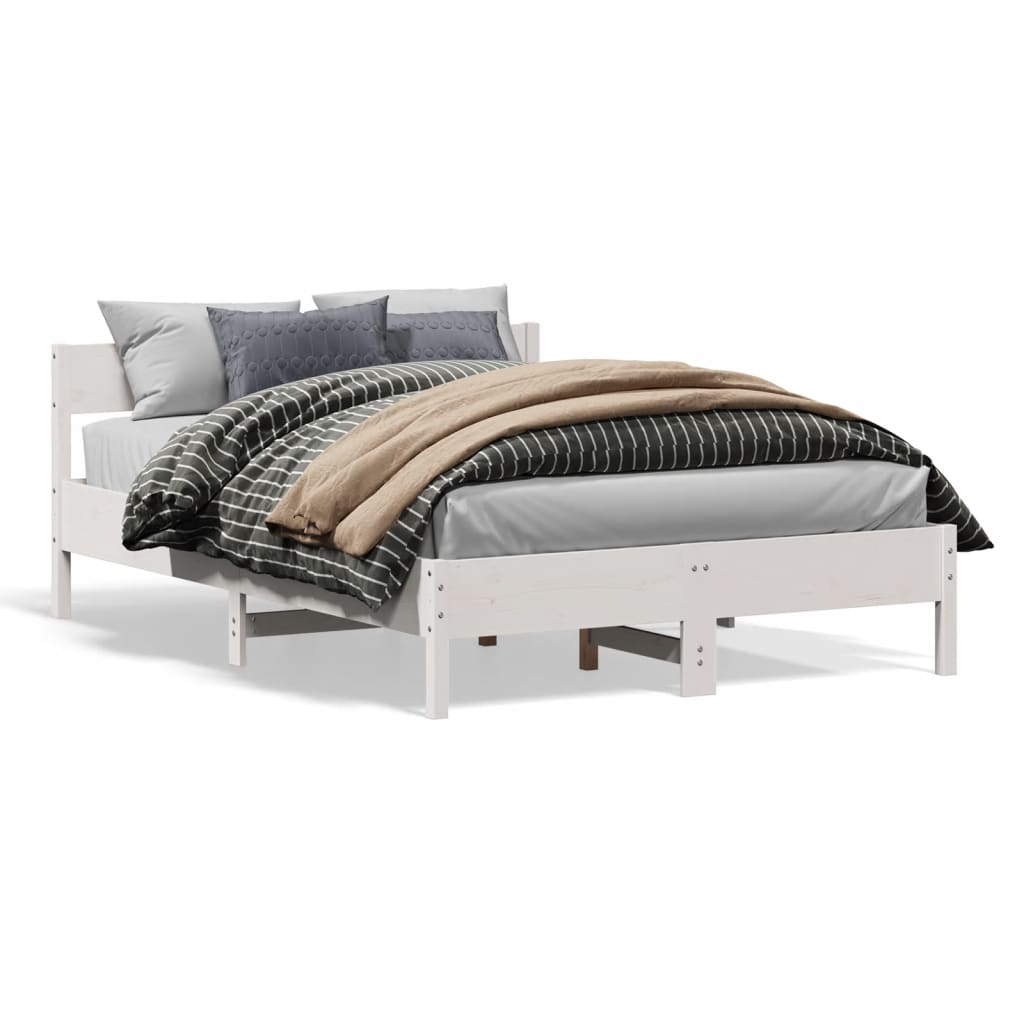 Bedframe zonder matras massief grenenhout wit 120x200 cm