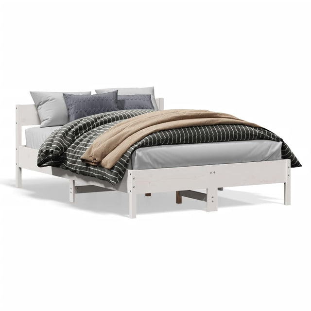 Bedframe zonder matras massief grenenhout wit 120x200 cm