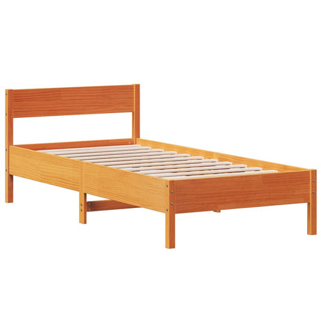 Bedframe zonder matras massief grenenhout wasbruin 100x200 cm