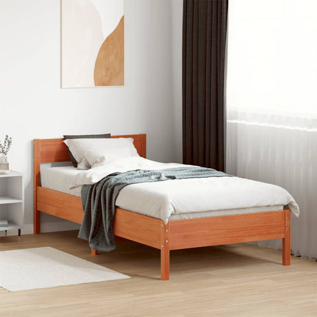 Bedframe zonder matras massief grenenhout wasbruin 100x200 cm