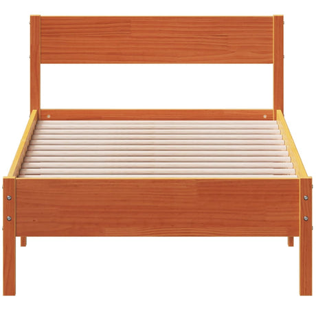 Bedframe zonder matras massief grenenhout wasbruin 100x200 cm