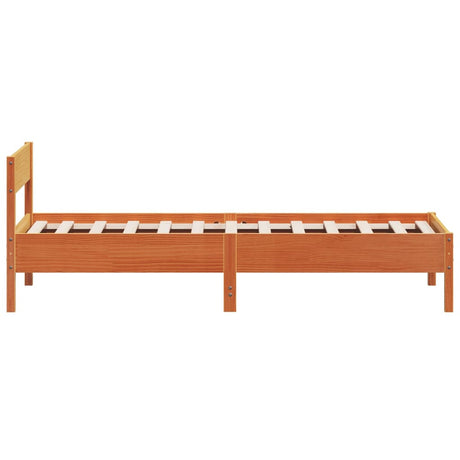 Bedframe zonder matras massief grenenhout wasbruin 100x200 cm