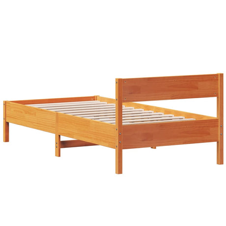 Bedframe zonder matras massief grenenhout wasbruin 100x200 cm