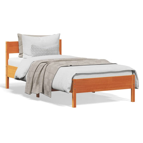 Bedframe zonder matras massief grenenhout wasbruin 100x200 cm
