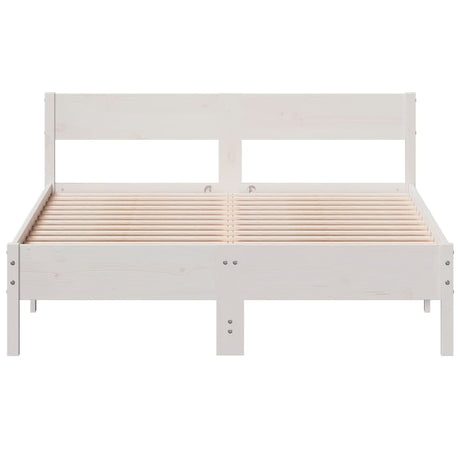Bedframe zonder matras massief grenenhout wit 140x190 cm