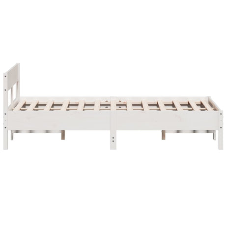 Bedframe zonder matras massief grenenhout wit 140x190 cm