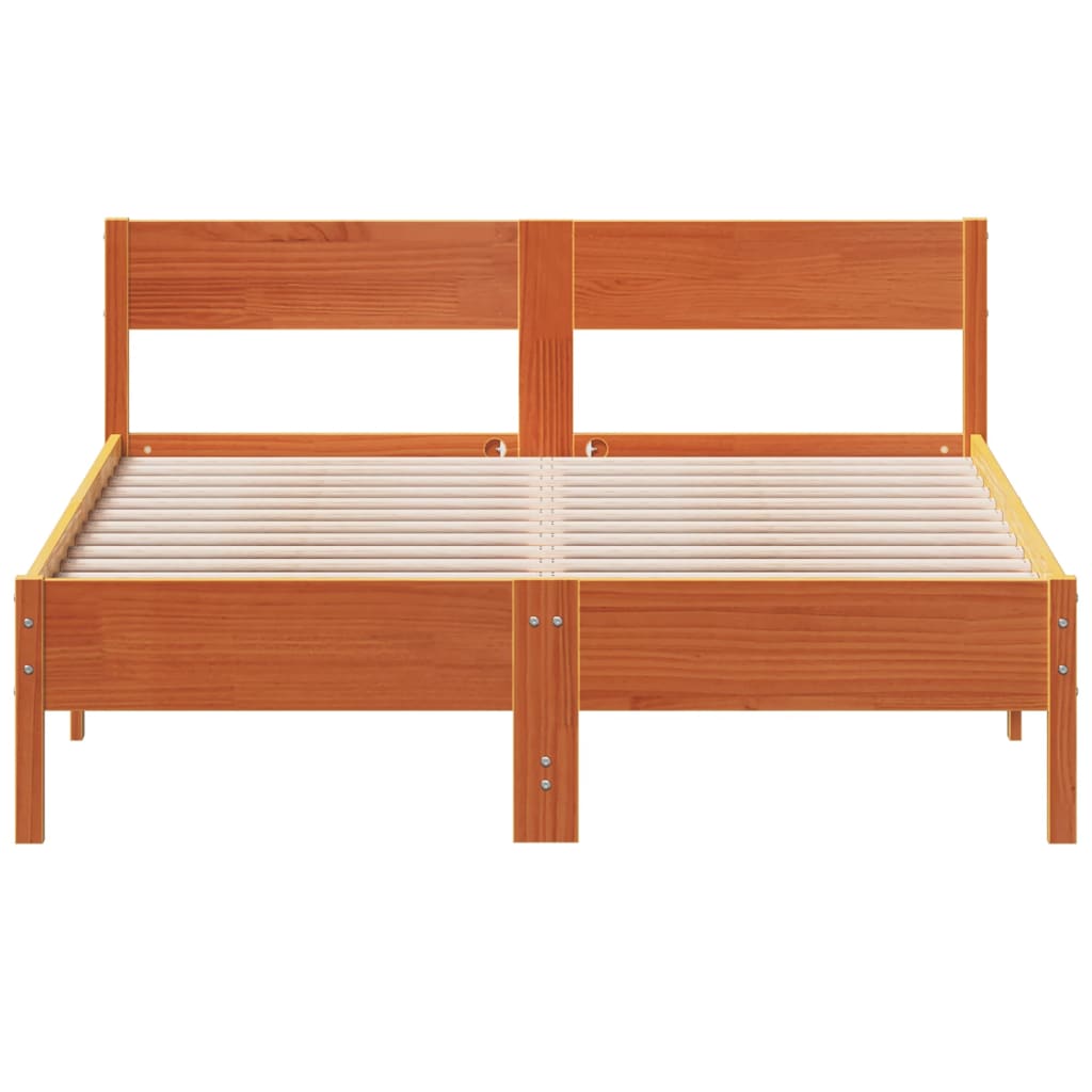 Bed met matras massief grenenhout wasbruin 140x190 cm