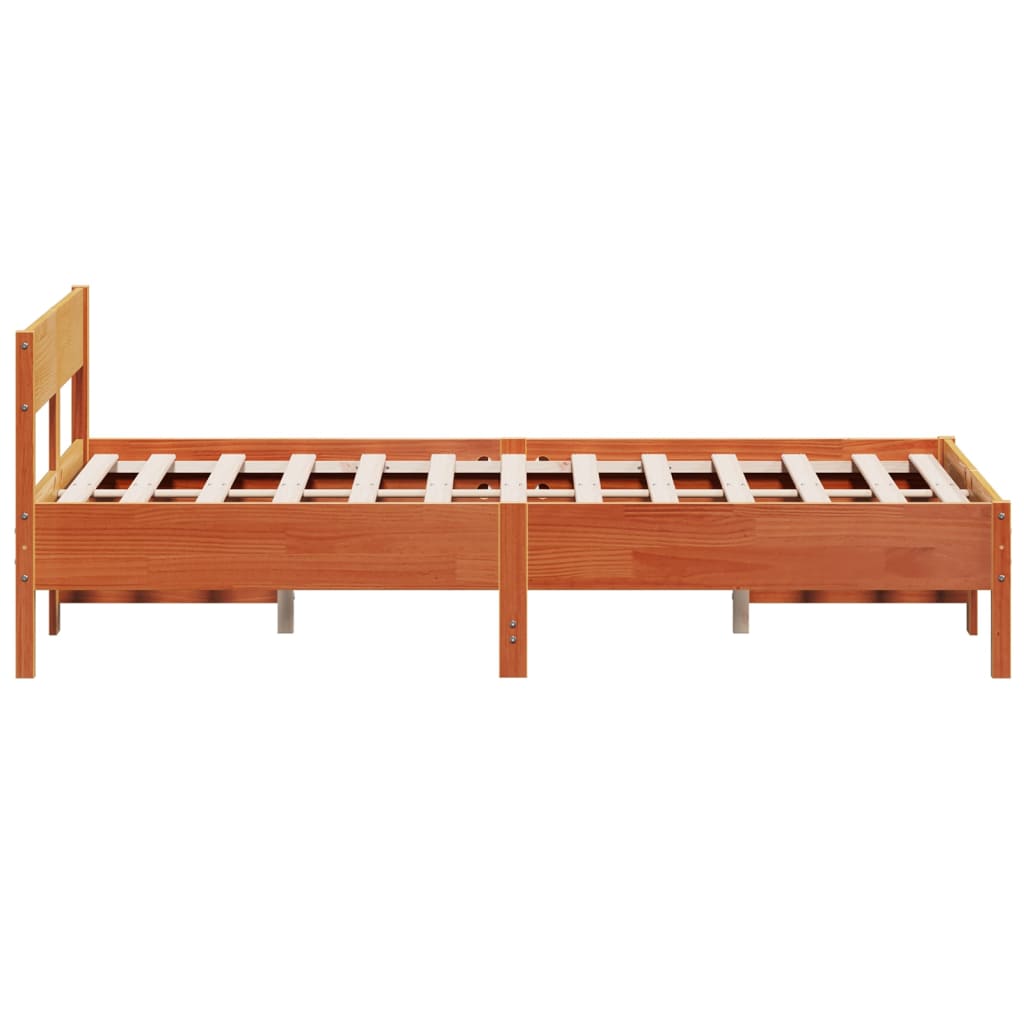 Bed met matras massief grenenhout wasbruin 140x190 cm