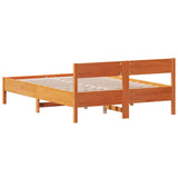 Bed met matras massief grenenhout wasbruin 140x190 cm