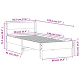 Bedframe zonder matras massief grenenhout wasbruin 90x190 cm