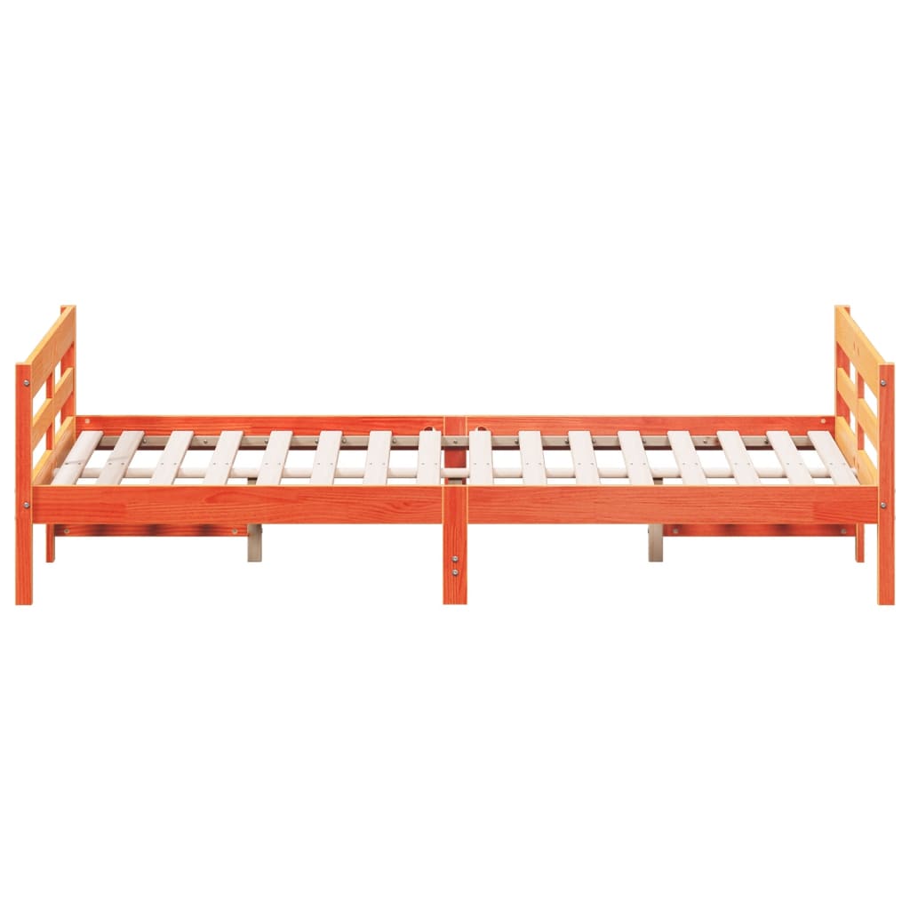 Bedframe zonder matras massief grenenhout wasbruin 140x200 cm