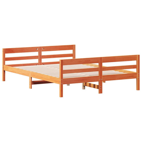 Bedframe zonder matras massief grenenhout wasbruin 140x200 cm