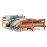 Bedframe zonder matras massief grenenhout wasbruin 140x200 cm