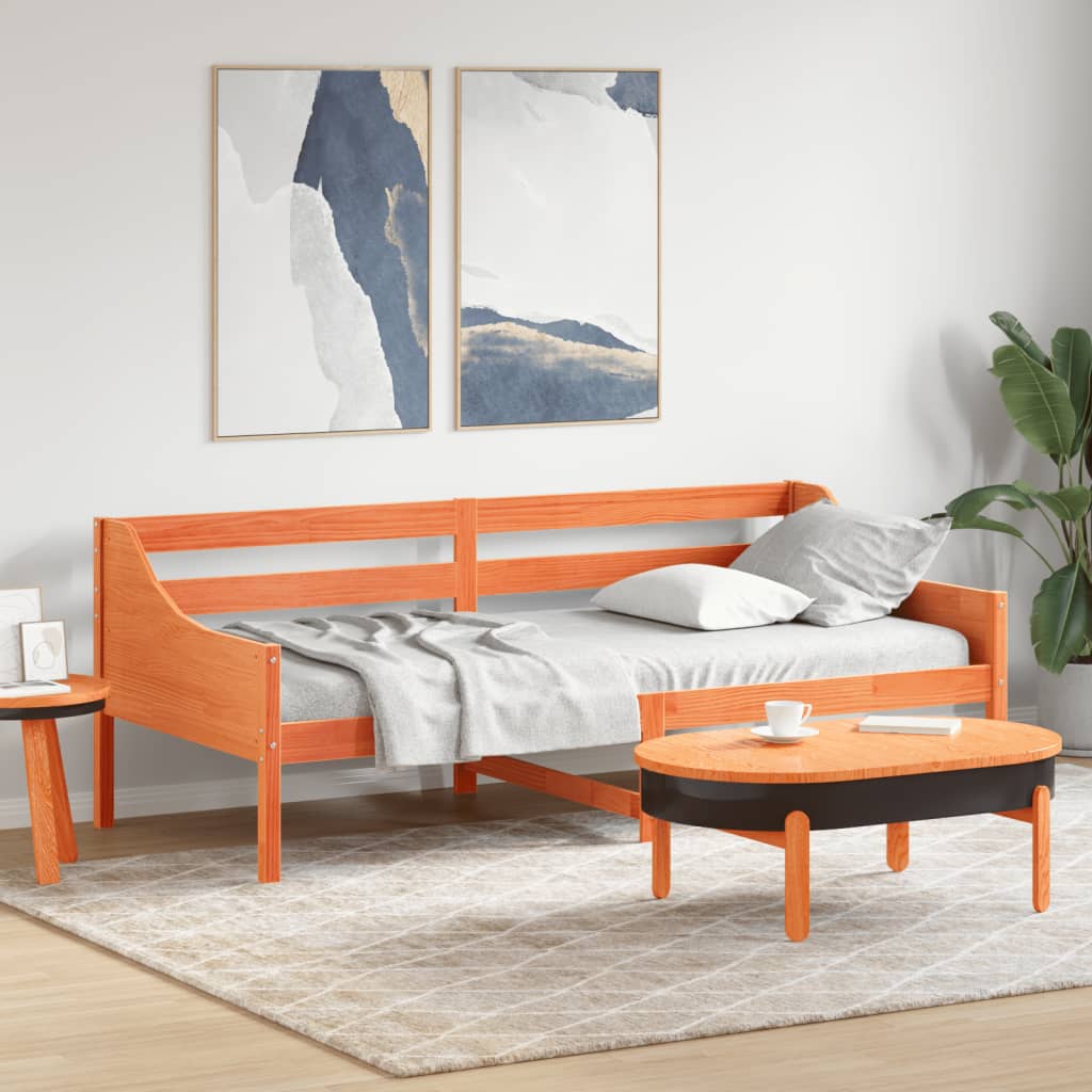 Slaapbank zonder matras 80x200 cm massief grenenhout wasbruin