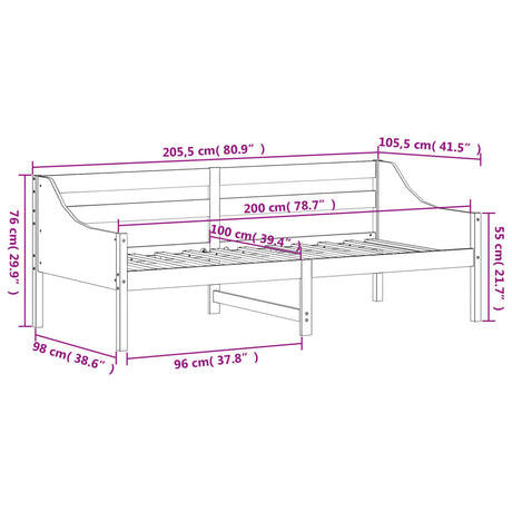 Slaapbank zonder matras 100x200 cm massief grenenhout