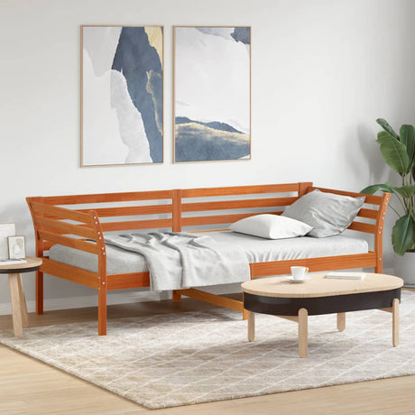 Slaapbank zonder matras 80x200 cm massief grenenhout wasbruin