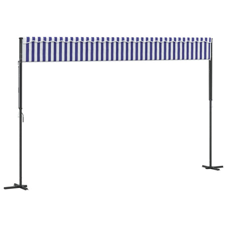 Luifel vrijstaand 500x300 cm stof en staal blauw en wit - AllerleiShop