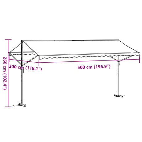 Luifel vrijstaand 500x300 cm stof en staal blauw en wit - AllerleiShop