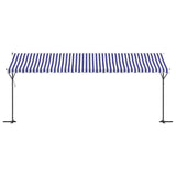 Luifel vrijstaand 600x300 cm stof en staal blauw en wit - AllerleiShop