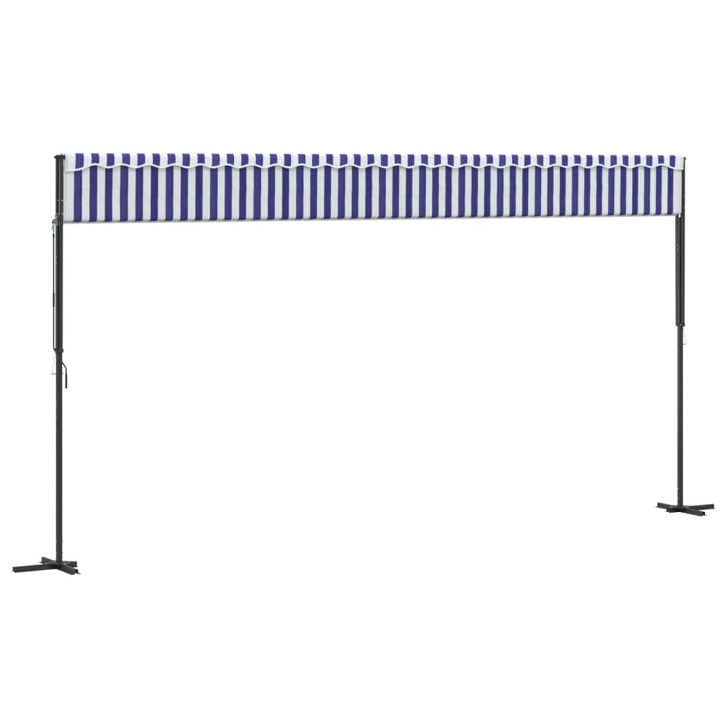 Luifel vrijstaand 600x300 cm stof en staal blauw en wit - AllerleiShop