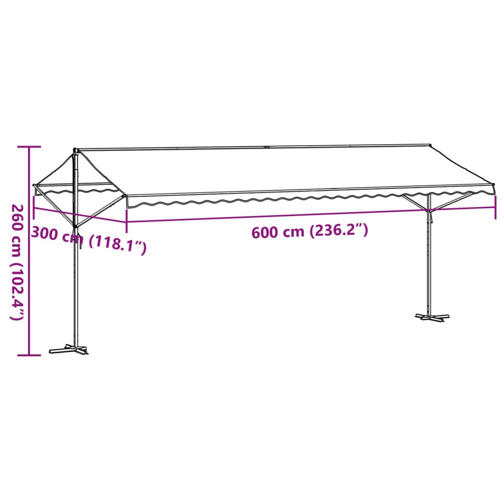 Luifel vrijstaand 600x300 cm stof en staal blauw en wit - AllerleiShop