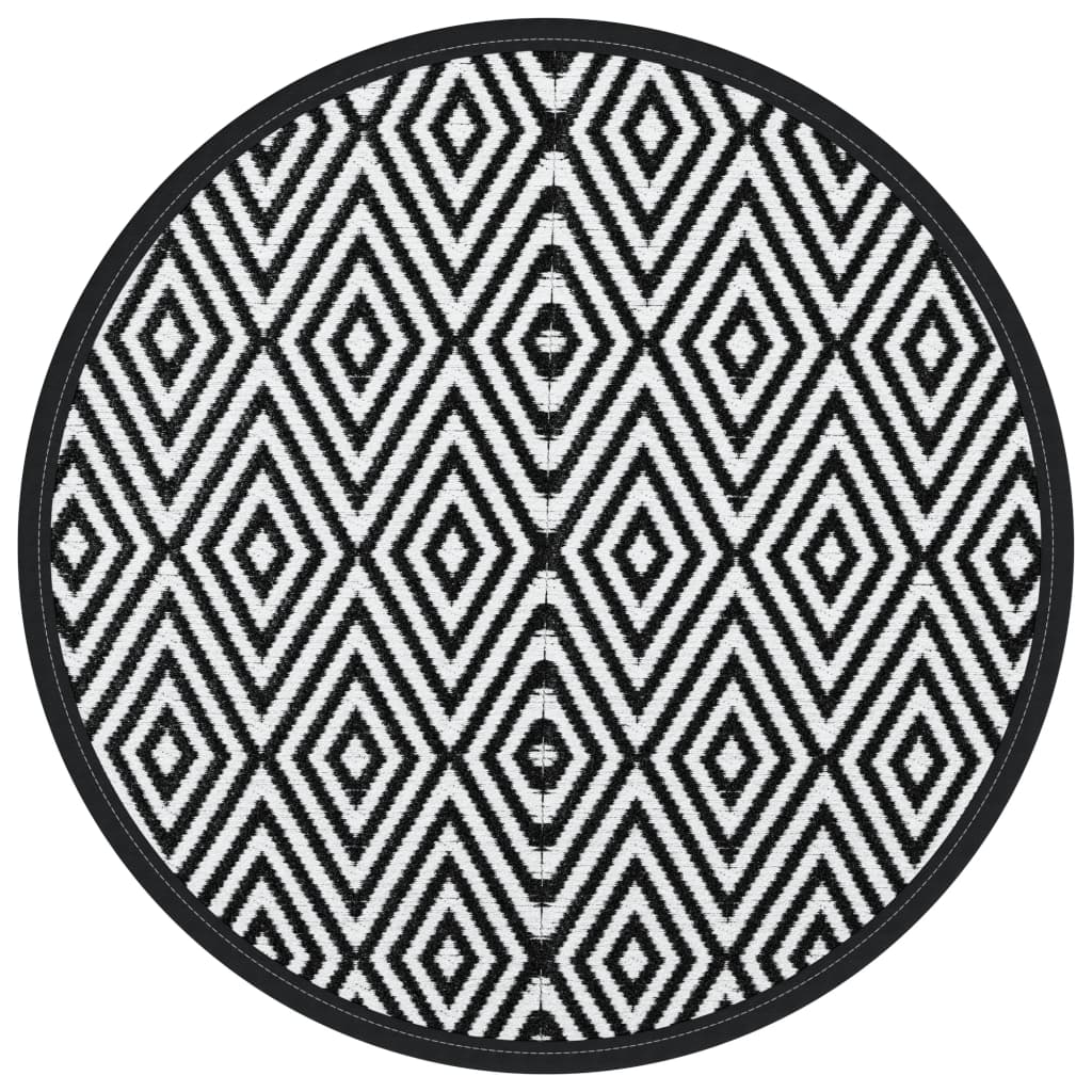 Buitenkleed Ø 120 cm polypropeen wit en zwart - AllerleiShop