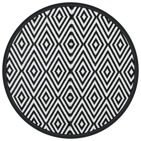 Buitenkleed Ø 120 cm polypropeen wit en zwart - AllerleiShop