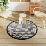 Buitenkleed Ø 120 cm polypropeen wit en zwart - AllerleiShop
