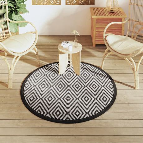 Buitenkleed Ø 120 cm polypropeen wit en zwart - AllerleiShop