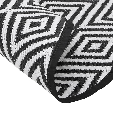 Buitenkleed Ø 120 cm polypropeen wit en zwart - AllerleiShop