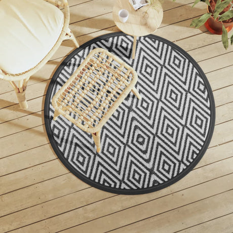 Buitenkleed Ø 120 cm polypropeen wit en zwart - AllerleiShop