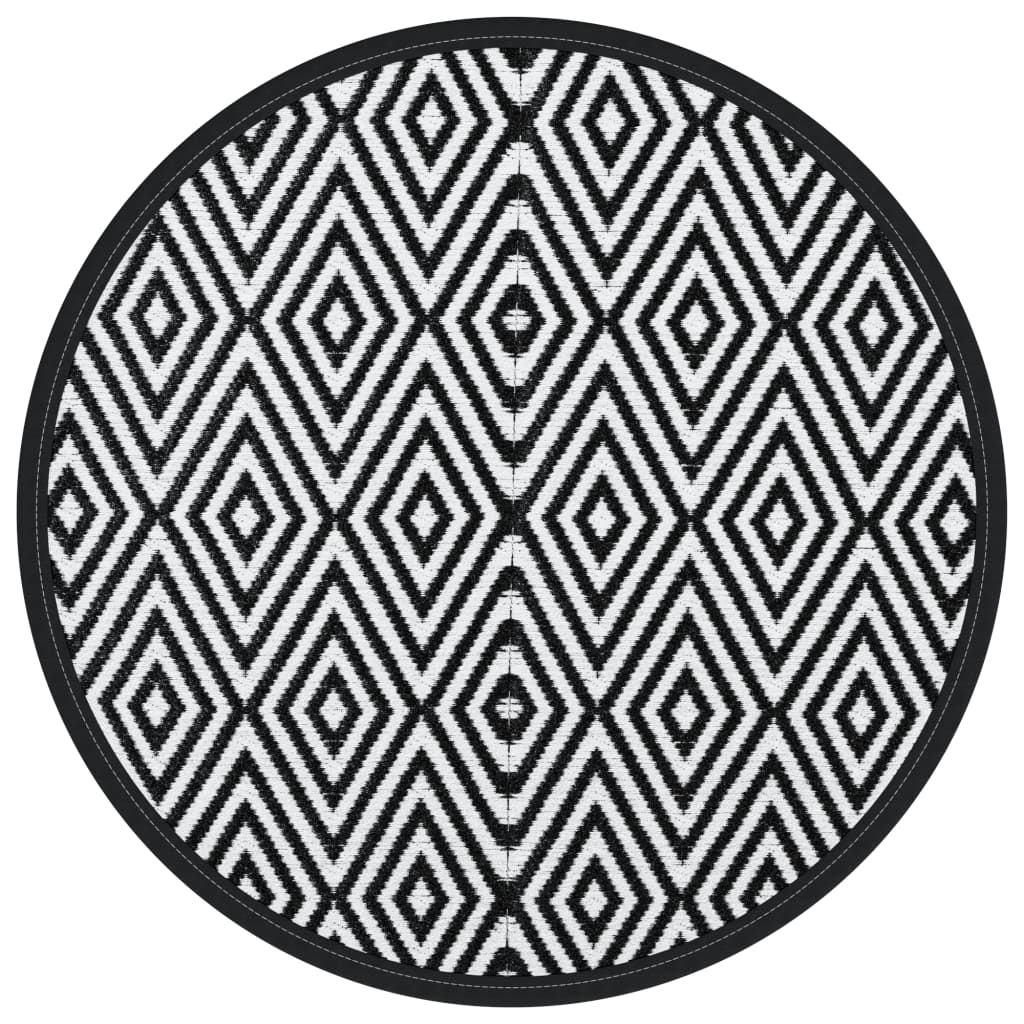 Buitenkleed Ø200 cm polypropeen wit en zwart - AllerleiShop