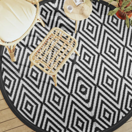Buitenkleed Ø200 cm polypropeen wit en zwart - AllerleiShop