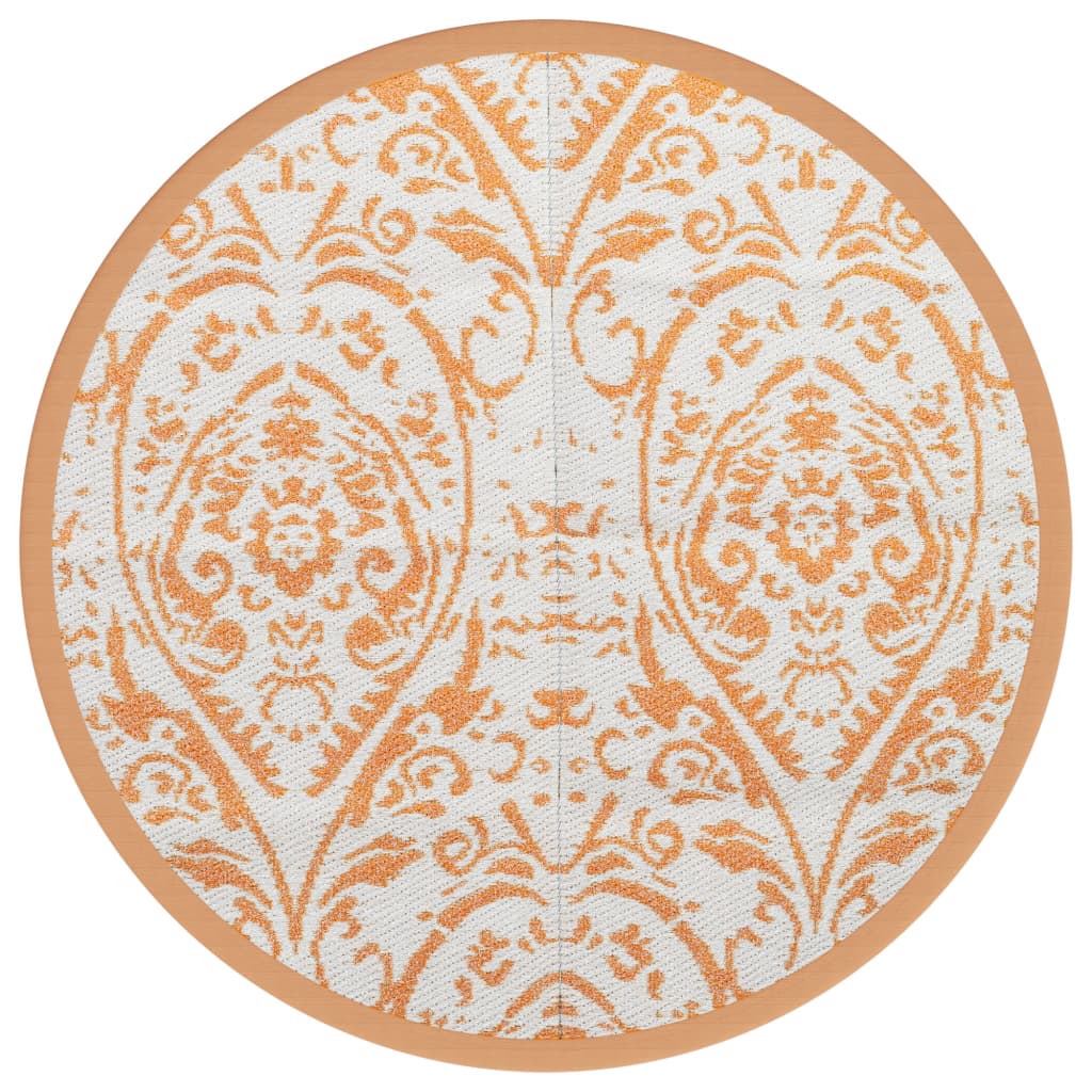 Buitenkleed Ø160 cm polypropeen oranje en wit - AllerleiShop